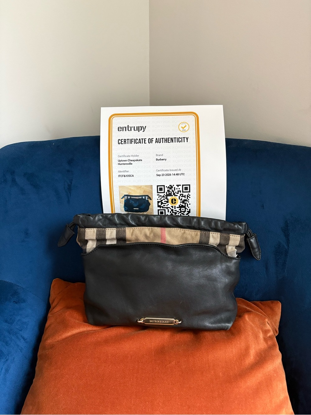 Burberry Y2K Black Leather House Check Canvas&Calfskin Little Crush Crossbody